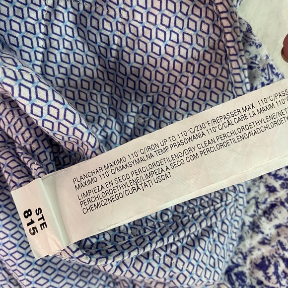 Zara Fitted Jacket Sz M Blue & White Zip Up piping  sweetheart Neck & Pockets - Picture 8 of 11